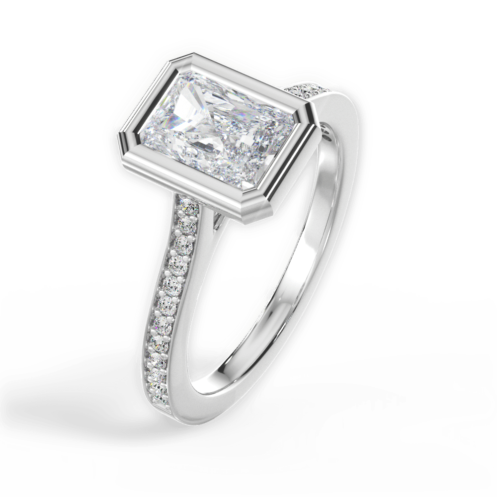 Deanna Radiant Cut Lab Grown Diamond Platinum Engagement Ring - View 3