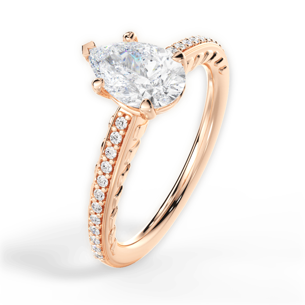 Caroline Pear Cut Lab Grown Diamond 18Kt Rose Gold Engagement Ring - View 4