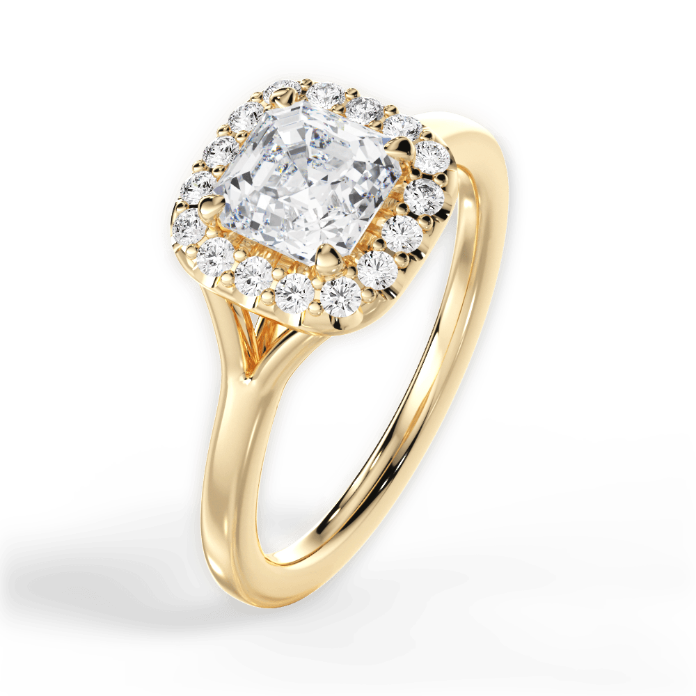 Geneva Asscher Cut Lab Grown Diamond 18Kt Yellow Gold Engagement Ring - View 4