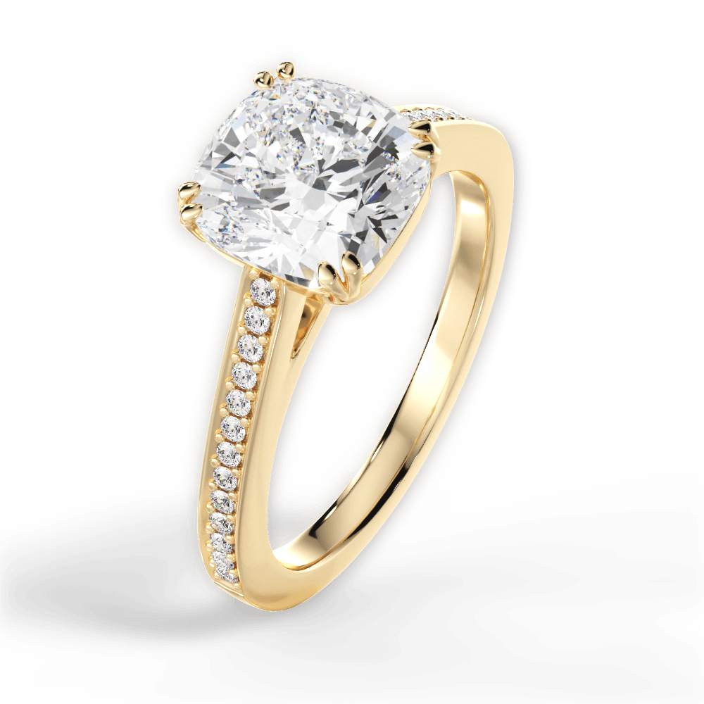 Denise Cushion Cut Lab Grown Diamond 18Kt Yellow Gold Engagement Ring - View 4