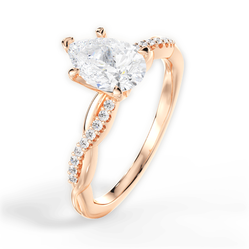 Charlotte Pear Cut Lab Grown Diamond 18Kt Rose Gold Engagement Ring - View 3