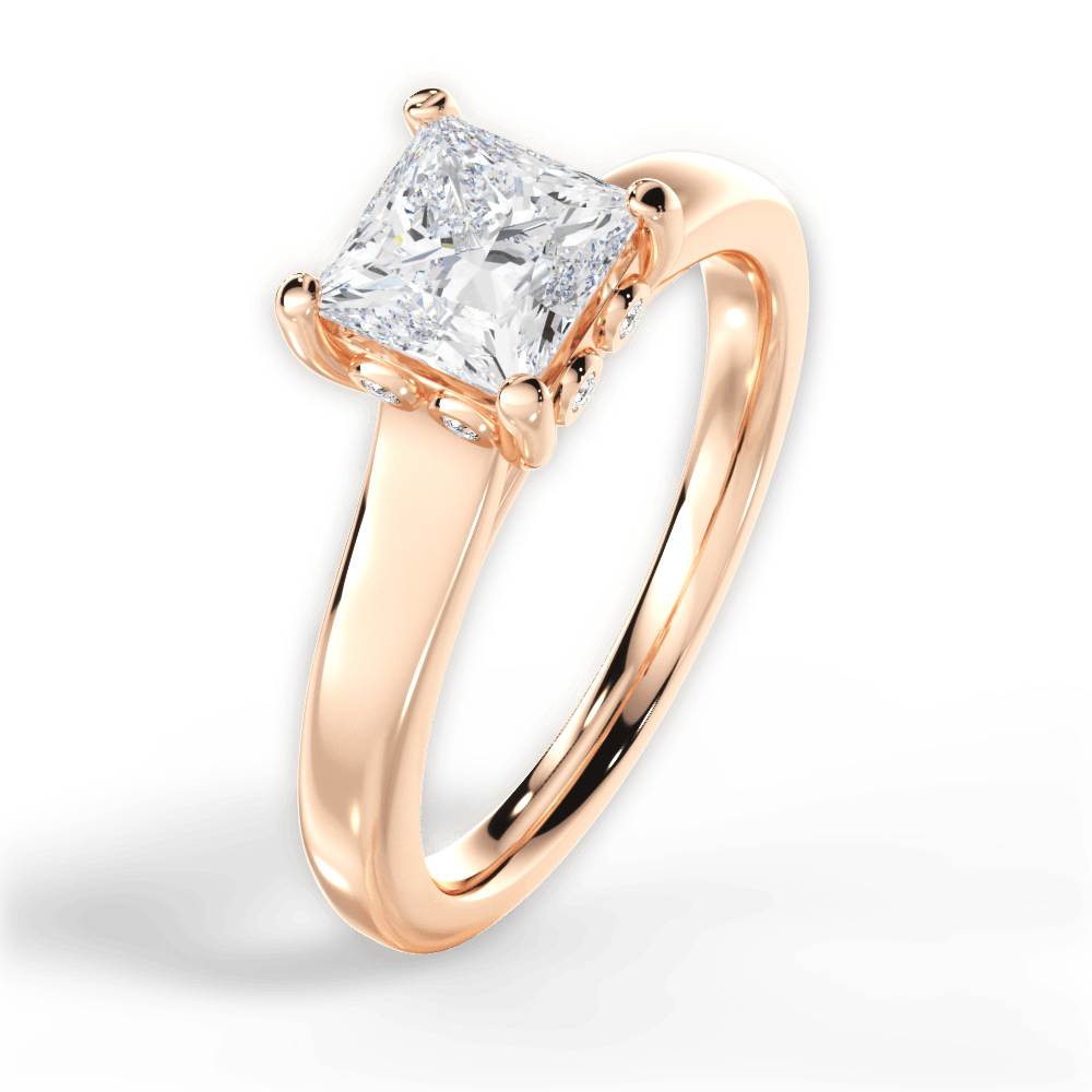 Carol Princess Cut Lab Grown Diamond 18Kt Rose Gold Engagement Ring - View 3