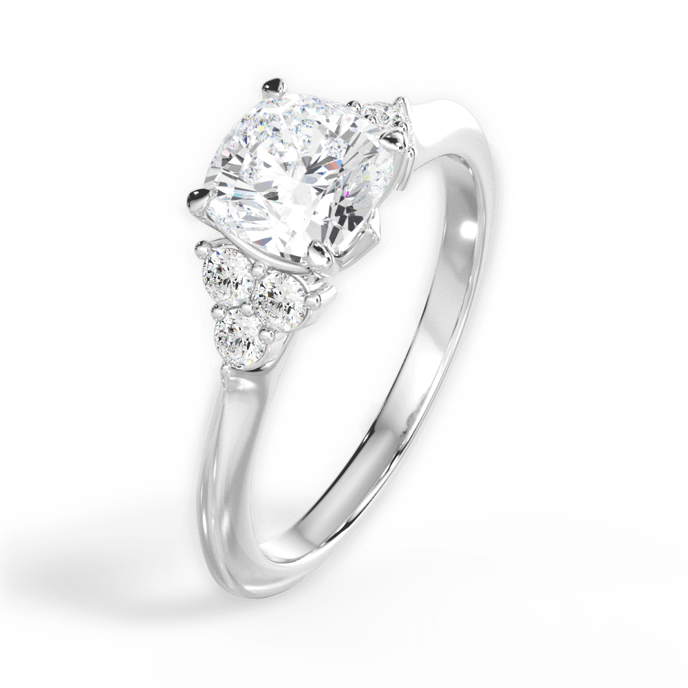 Celeste Cushion Cut Lab Grown Diamond 18Kt White Gold Engagement Ring - View 3