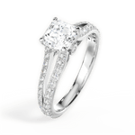 Kendra Asscher Cut Lab Grown Diamond Platinum Engagement Ring - View 3