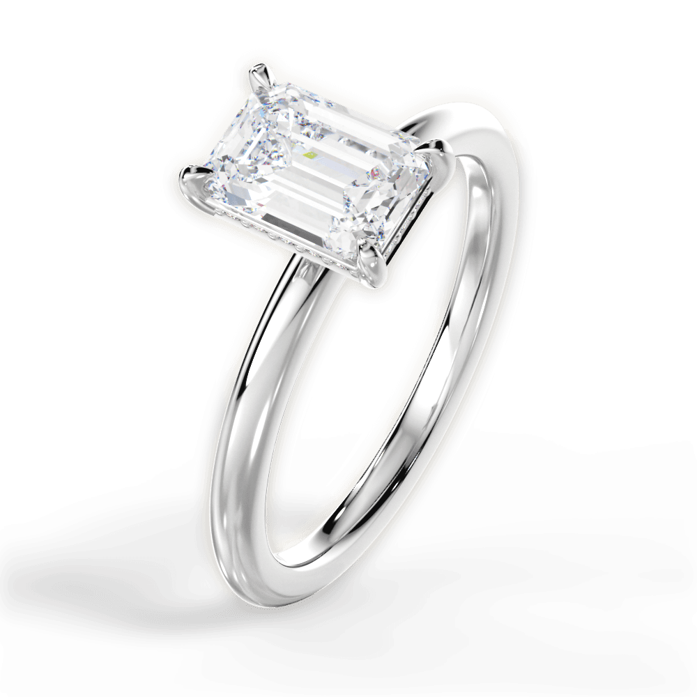Brenda Emerald Cut Lab Grown Diamond 14Kt White Gold Engagement Ring - View 2