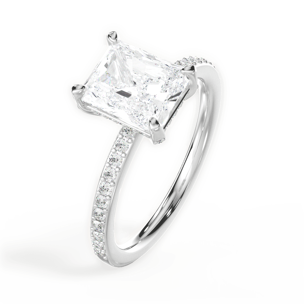 Janice Radiant Cut Lab Grown Diamond Platinum Engagement Ring - View 3