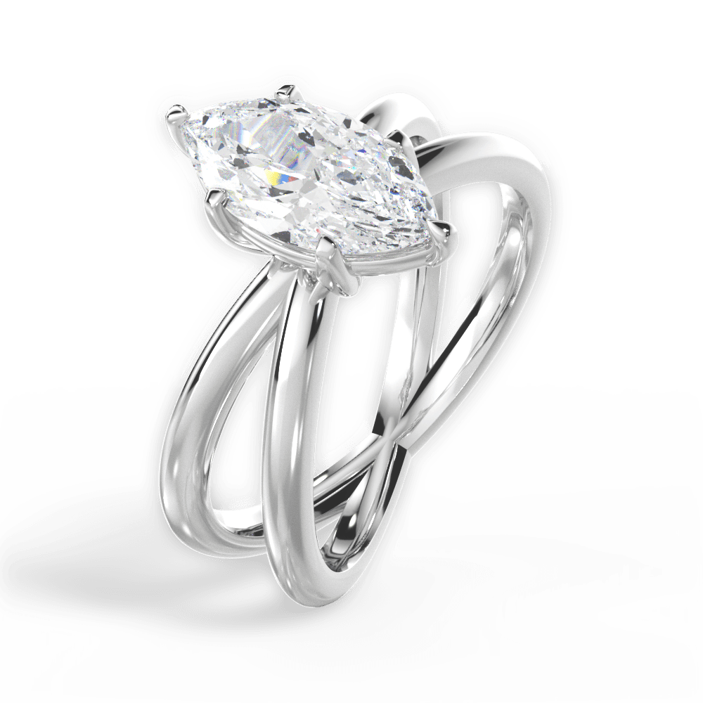 Ada Marquise Cut Lab Grown Diamond Platinum Engagement Ring - View 2
