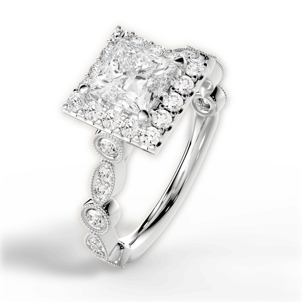 Irene Princess Cut Lab Grown Diamond 14Kt White Gold Engagement Ring - View 2