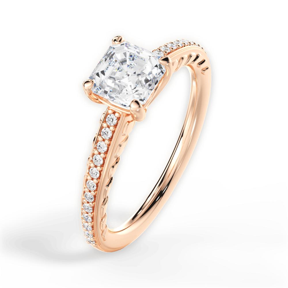 Caroline Asscher Cut Lab Grown Diamond 18Kt Rose Gold Engagement Ring - View 3