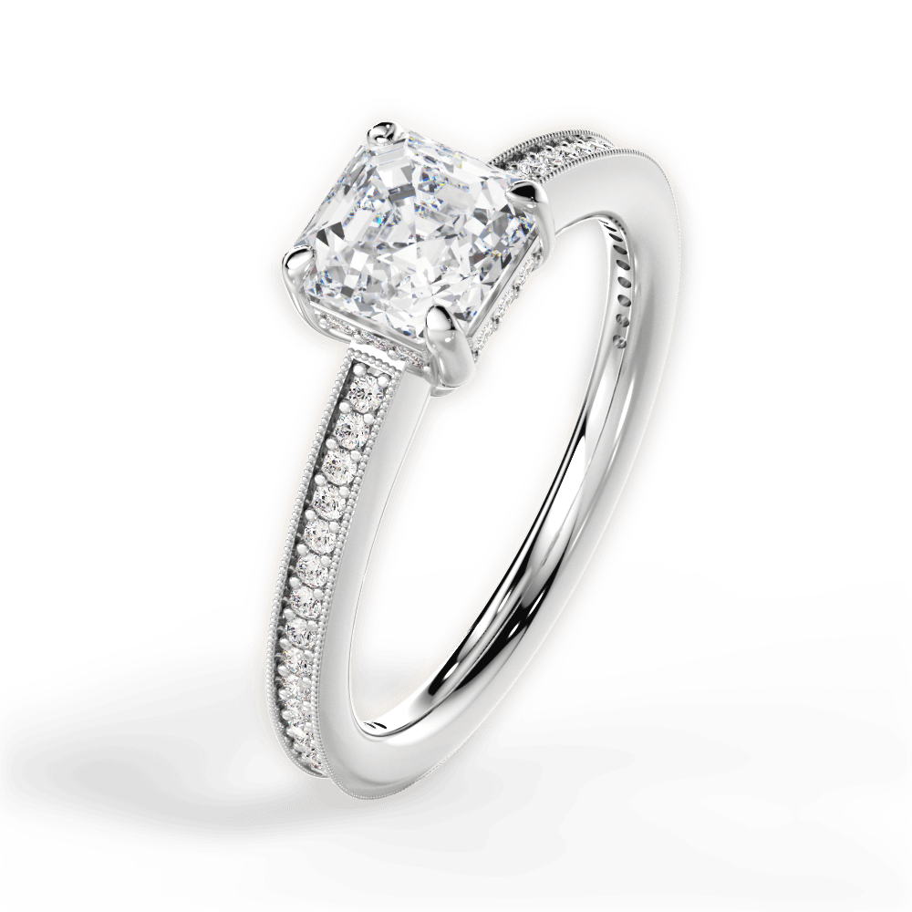 Janet Asscher Cut Lab Grown Diamond Platinum Engagement Ring - View 4