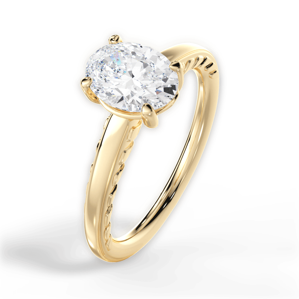 Annette Oval Cut Lab Grown Diamond 18Kt Yellow Gold Engagement Ring - View 4
