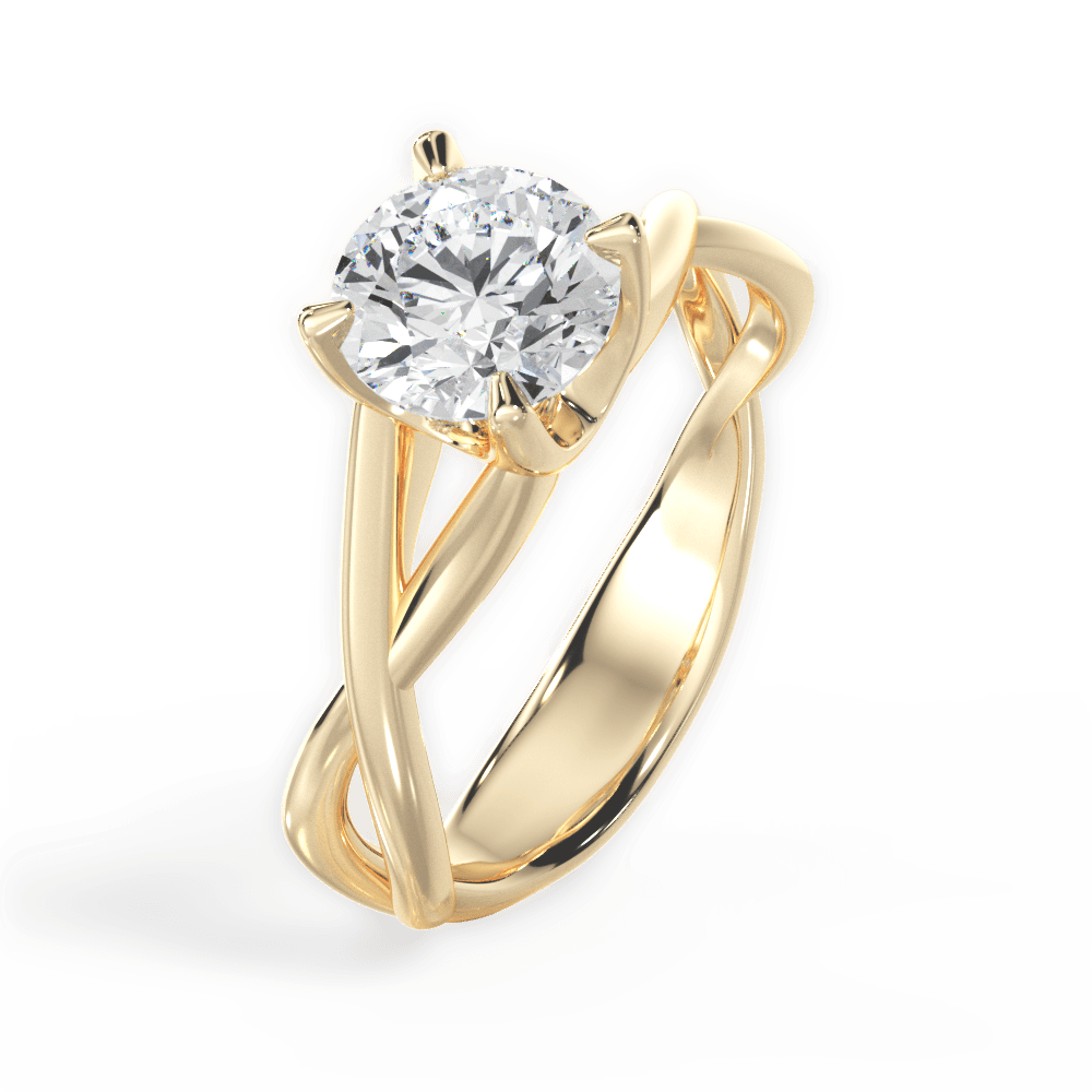 Aubrey Round Cut Lab Grown Diamond 18Kt Yellow Gold Engagement Ring - View 4
