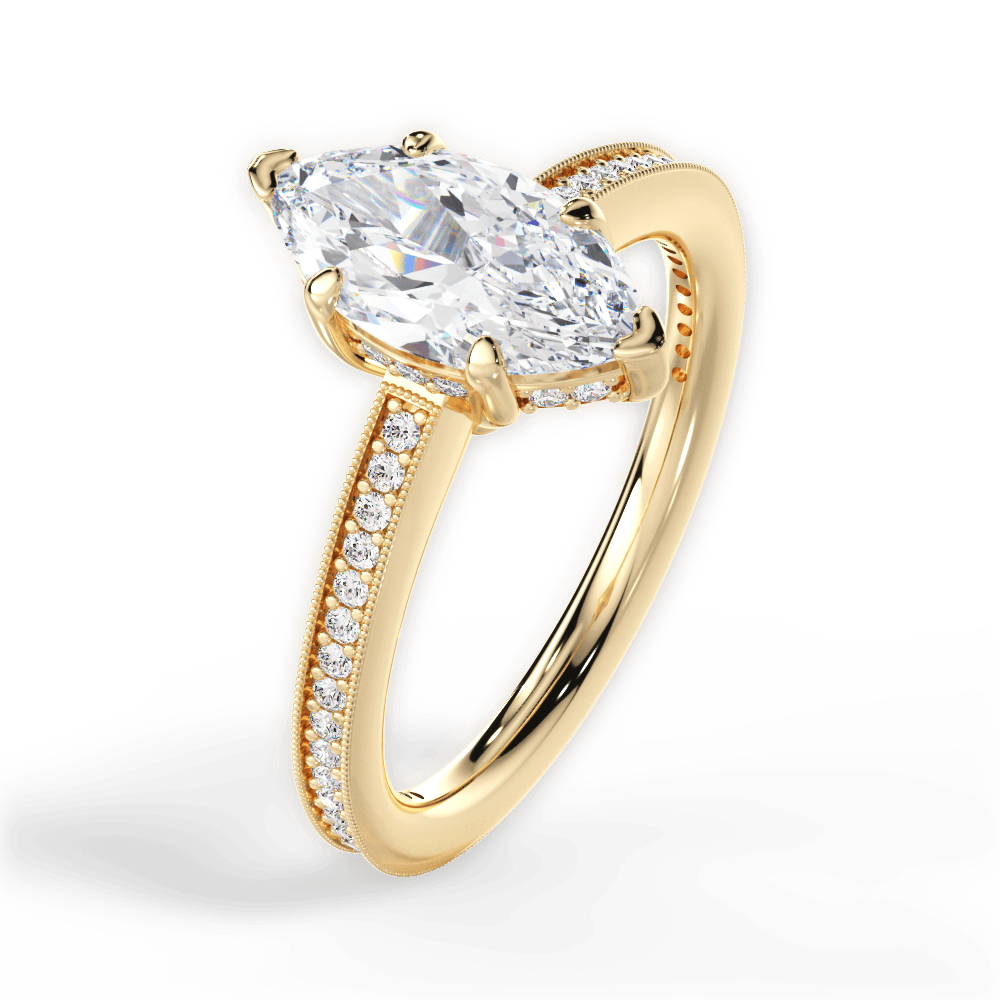 Janet Marquise Cut Lab Grown Diamond 18Kt Yellow Gold Engagement Ring - View 4