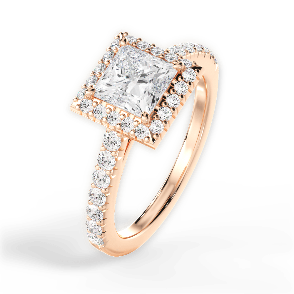 Kathleen Princess Cut Lab Grown Diamond 18Kt Rose Gold Engagement Ring - View 4