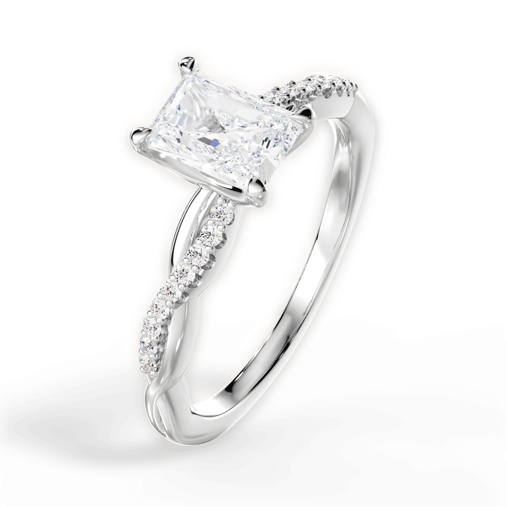 Charlotte Radiant Cut Lab Grown Diamond Platinum Engagement Ring - View 2