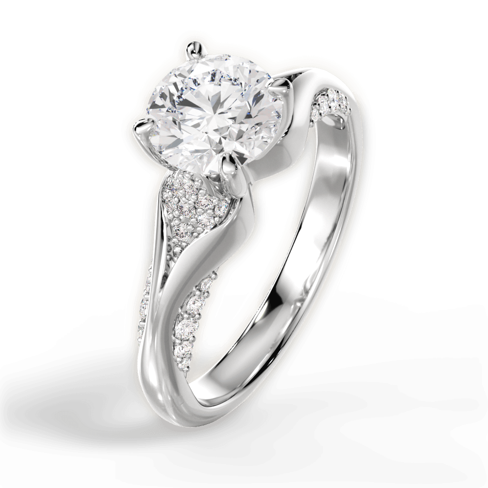 Isabel Round Cut Lab Grown Diamond Platinum Engagement Ring - View 3