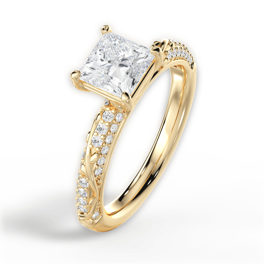 Gloria Princess Cut Lab Grown Diamond 18Kt Yellow Gold Engagement Ring - View 3