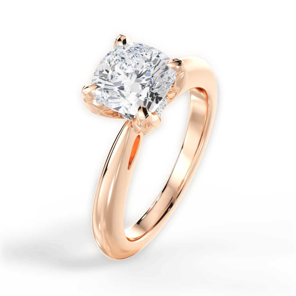 Elaine Cushion Cut Lab Grown Diamond 18Kt Rose Gold Engagement Ring - View 3