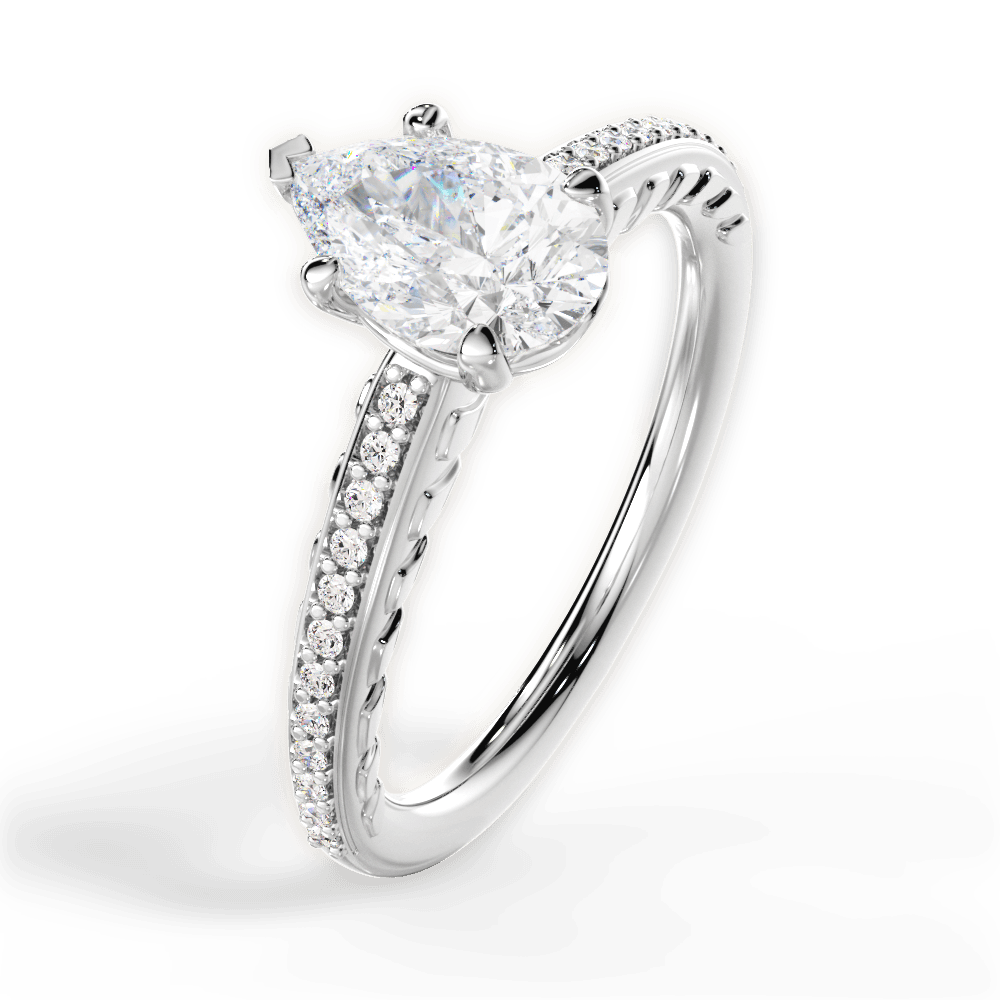 Caroline Pear Cut Lab Grown Diamond 14Kt White Gold Engagement Ring - View 4
