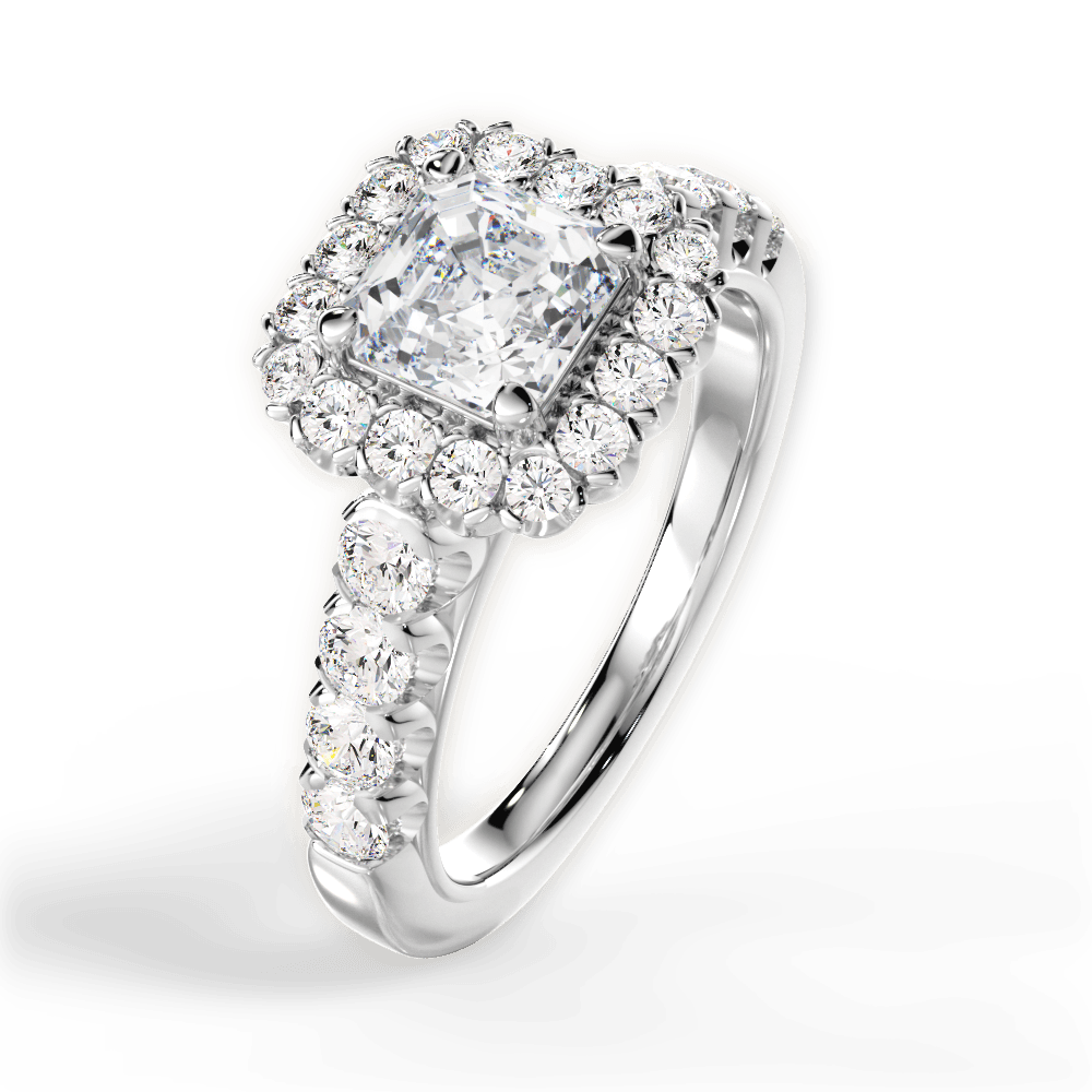 Lacey Asscher Cut Lab Grown Diamond Platinum Engagement Ring - View 3