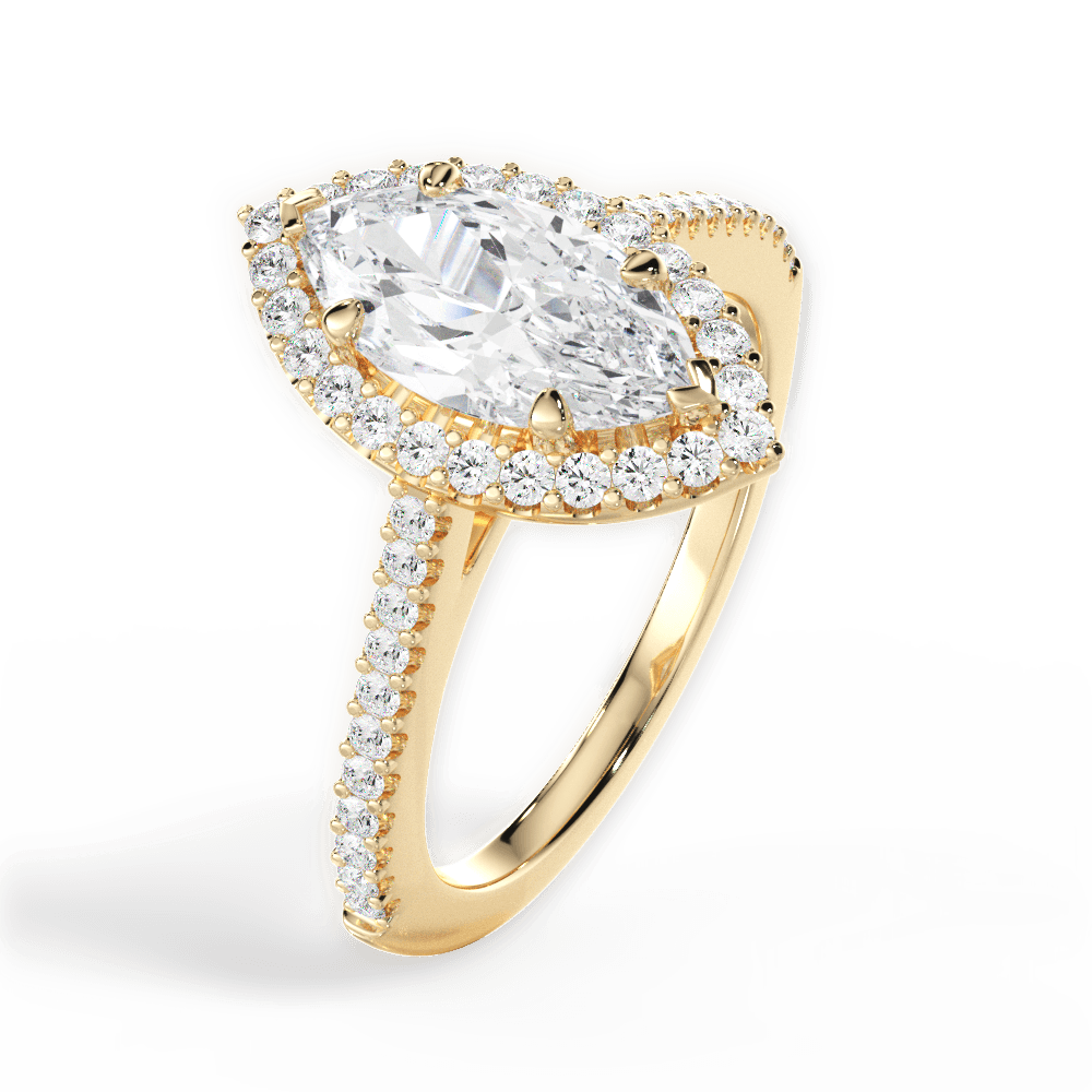 Jeanne Marquise Cut Lab Grown Diamond 18Kt Yellow Gold Engagement Ring - View 4