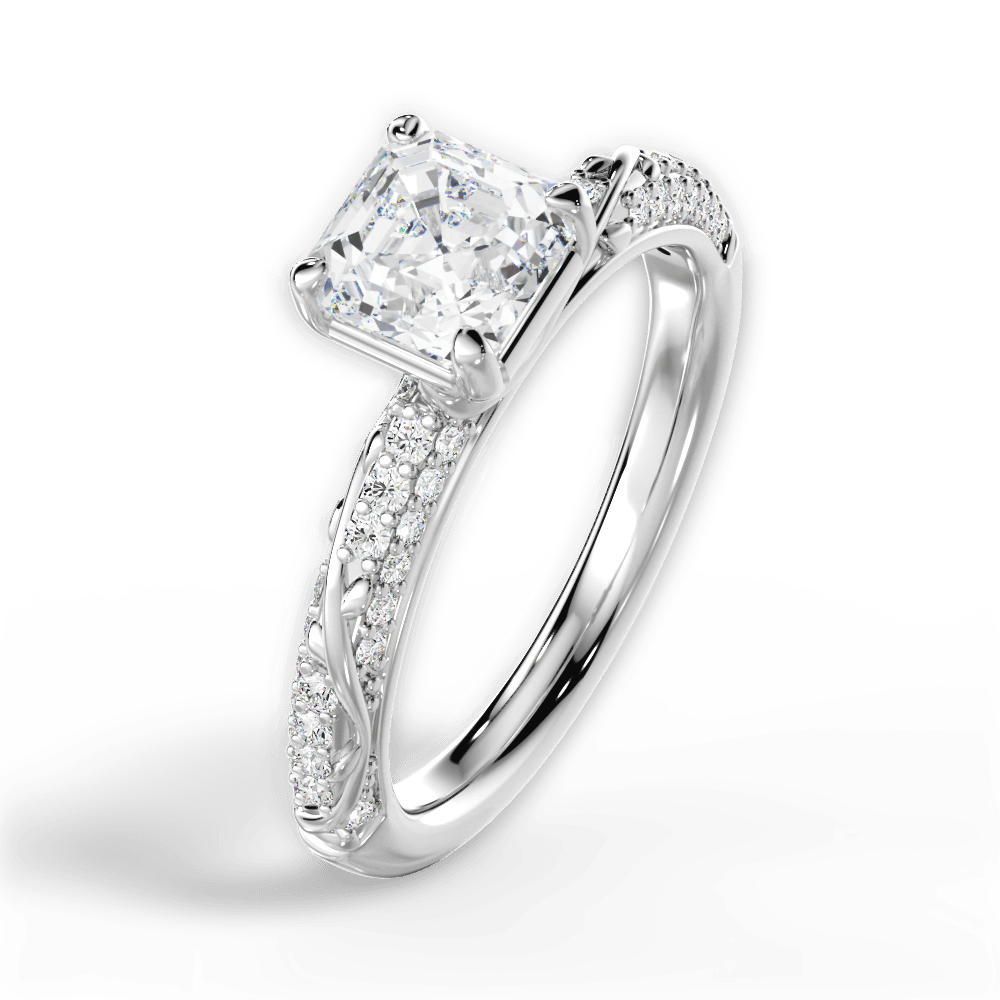 Gloria Asscher Cut Lab Grown Diamond Platinum Engagement Ring - View 3