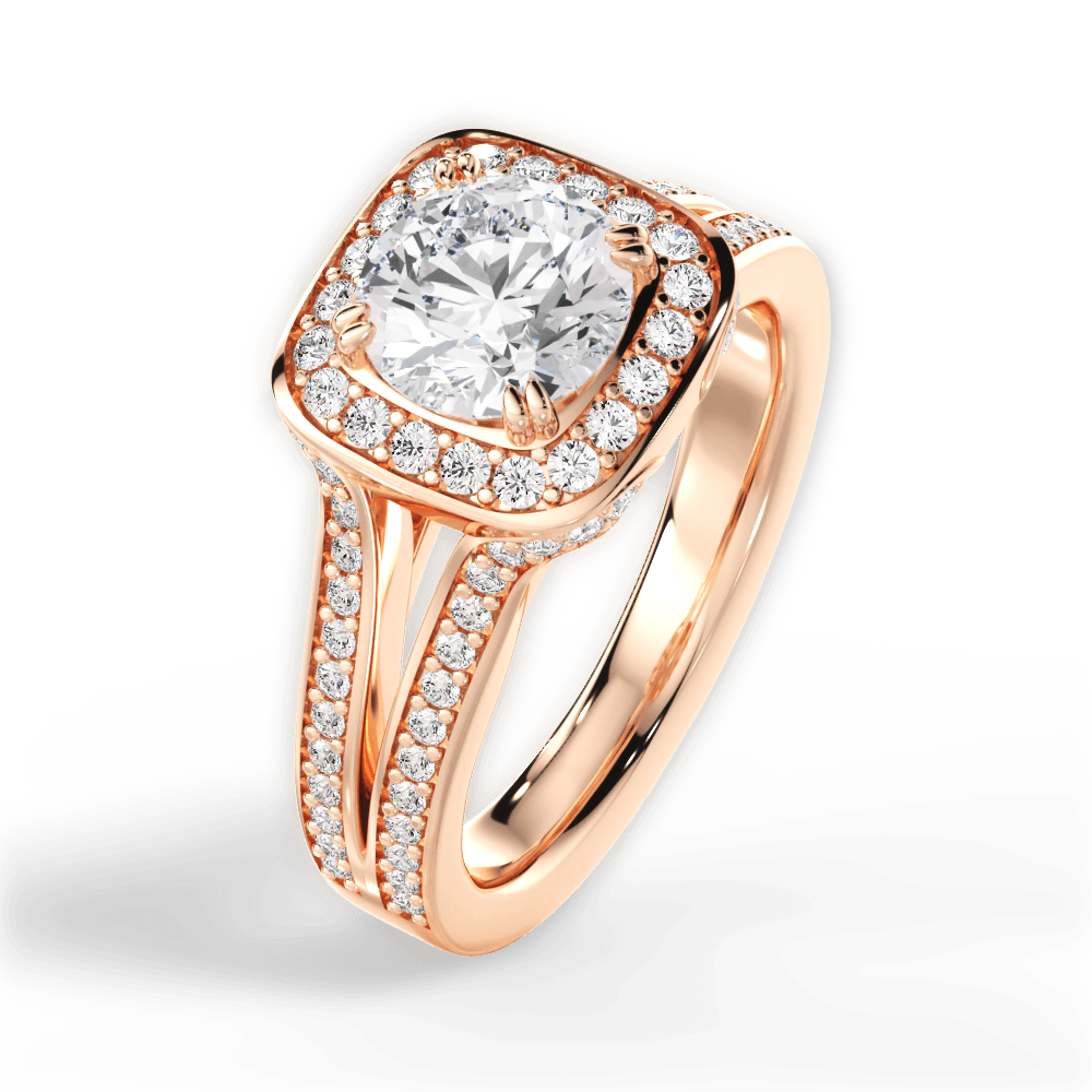 Mackenzie Round Cut Lab Grown Diamond 18Kt Rose Gold Engagement Ring - View 3