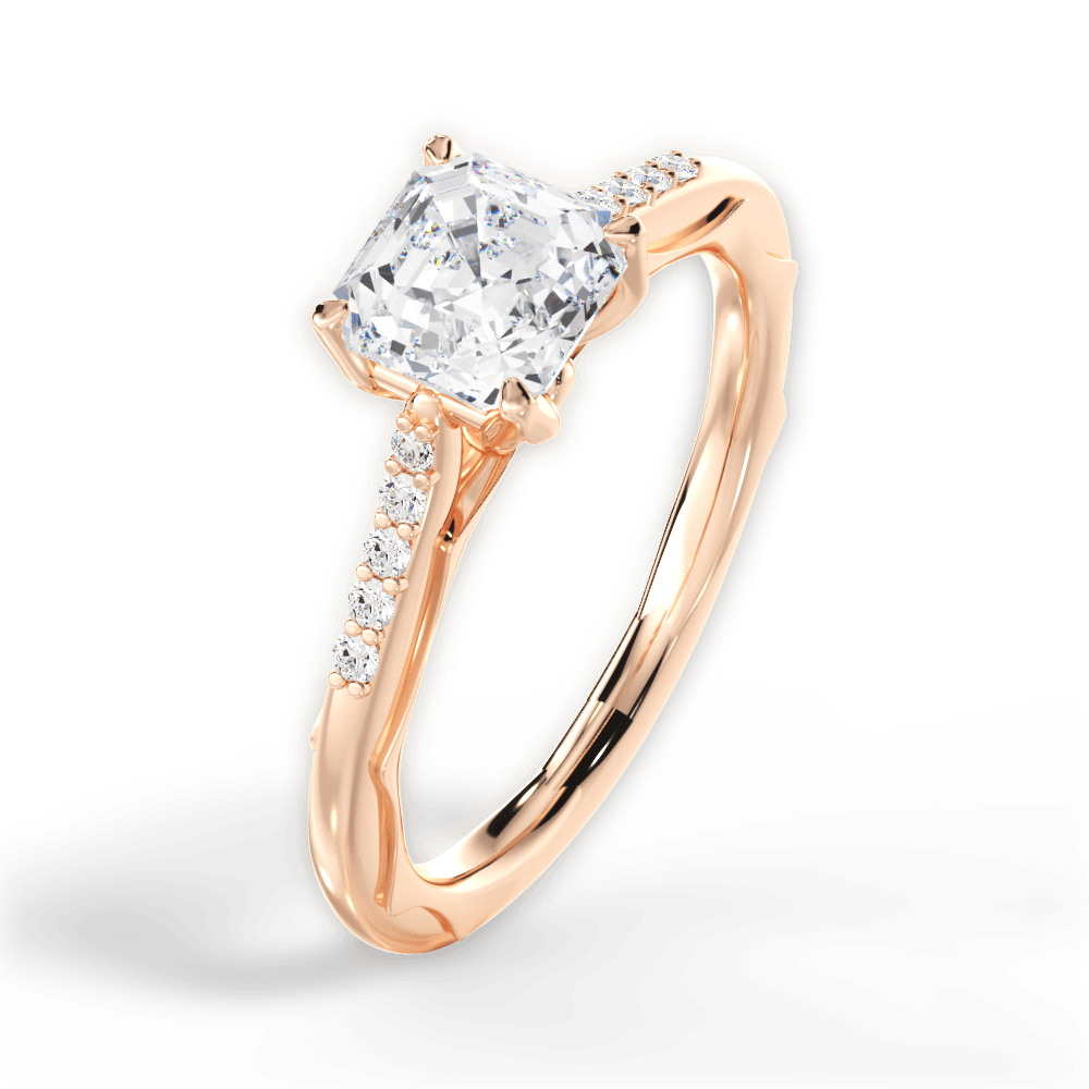Christina Asscher Cut Lab Grown Diamond 18Kt Rose Gold Engagement Ring - View 2