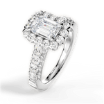 Lacey Emerald Cut Lab Grown Diamond 18Kt White Gold Engagement Ring - View 3