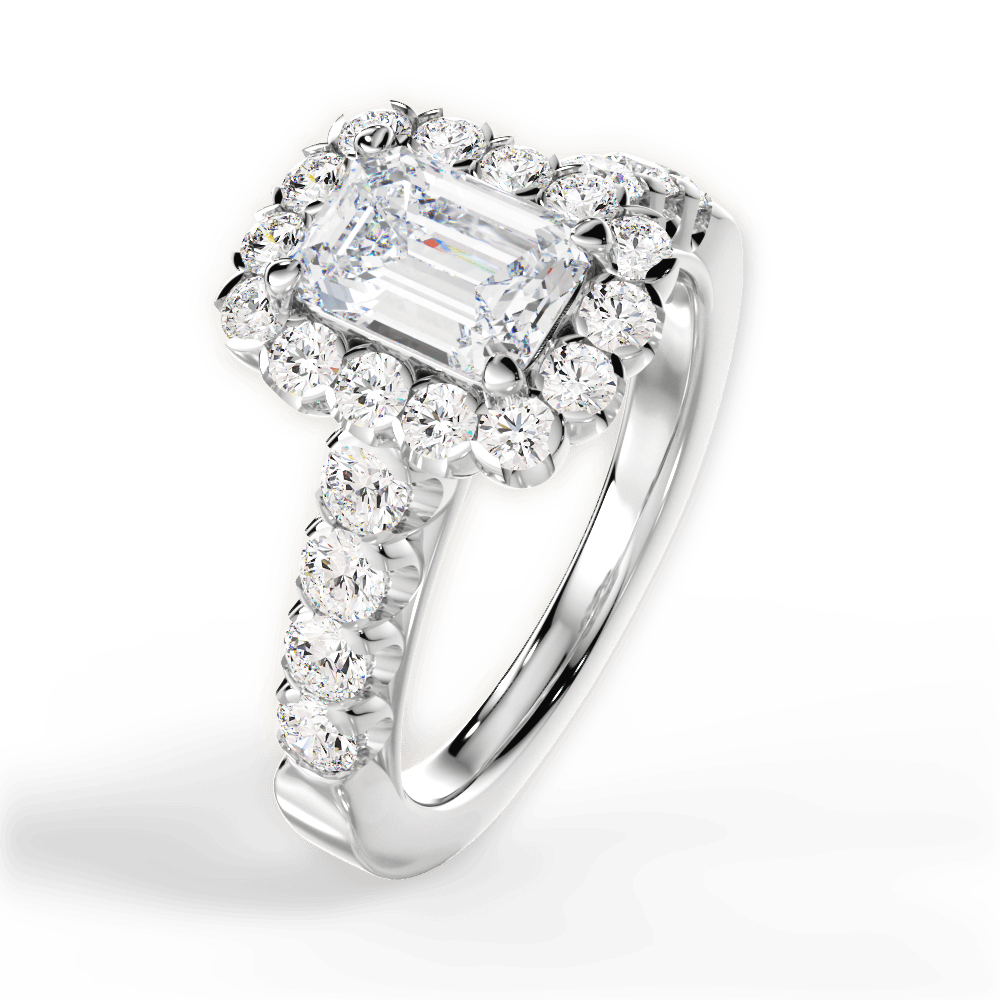 Lacey Emerald Cut Lab Grown Diamond 18Kt White Gold Engagement Ring - View 3