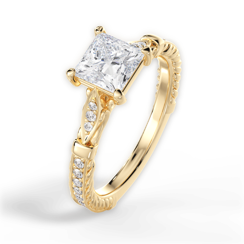 Gabriela Princess Cut Lab Grown Diamond 18Kt Yellow Gold Engagement Ring - View 4