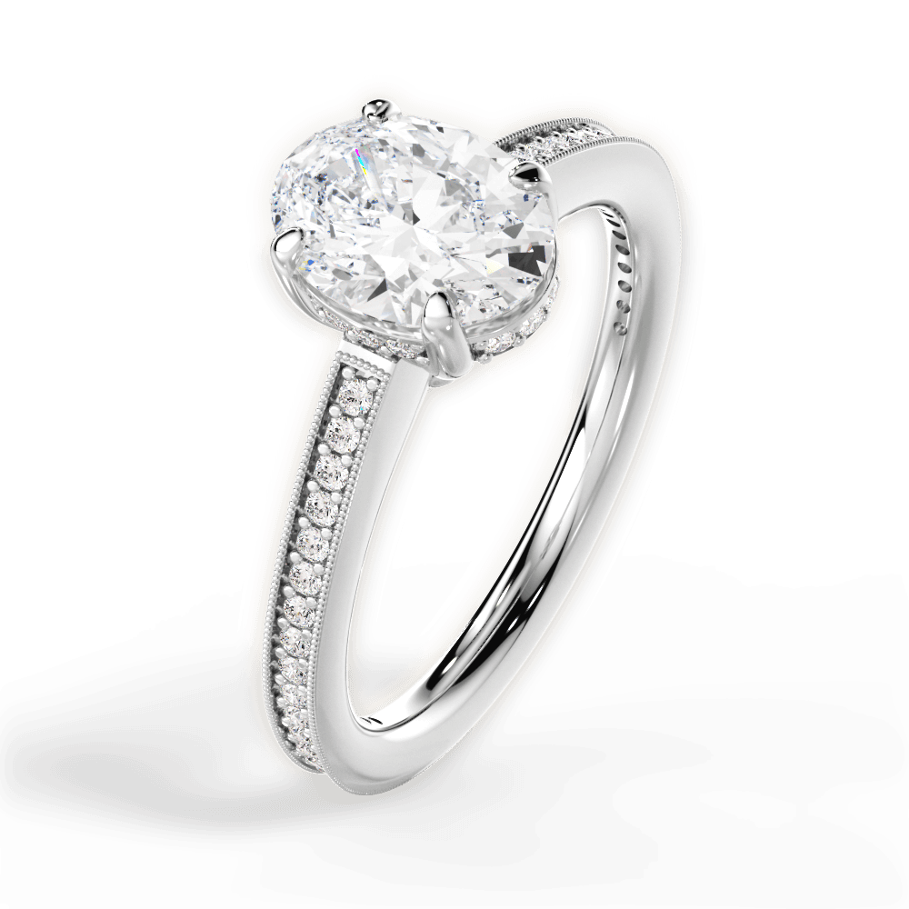 Janet Oval Cut Lab Grown Diamond Platinum Engagement Ring - View 3