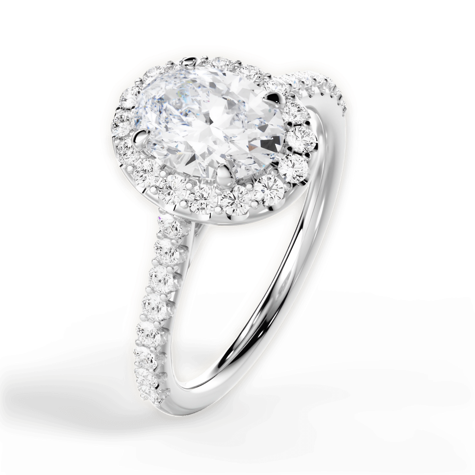 Leah Oval Cut Lab Grown Diamond Platinum Engagement Ring - View 2
