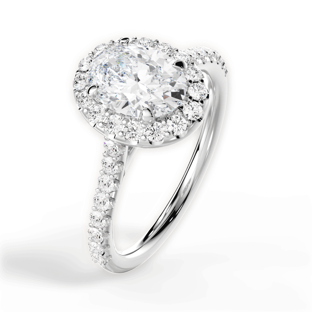 Leah Oval Cut Lab Grown Diamond 18Kt White Gold Engagement Ring - View 2