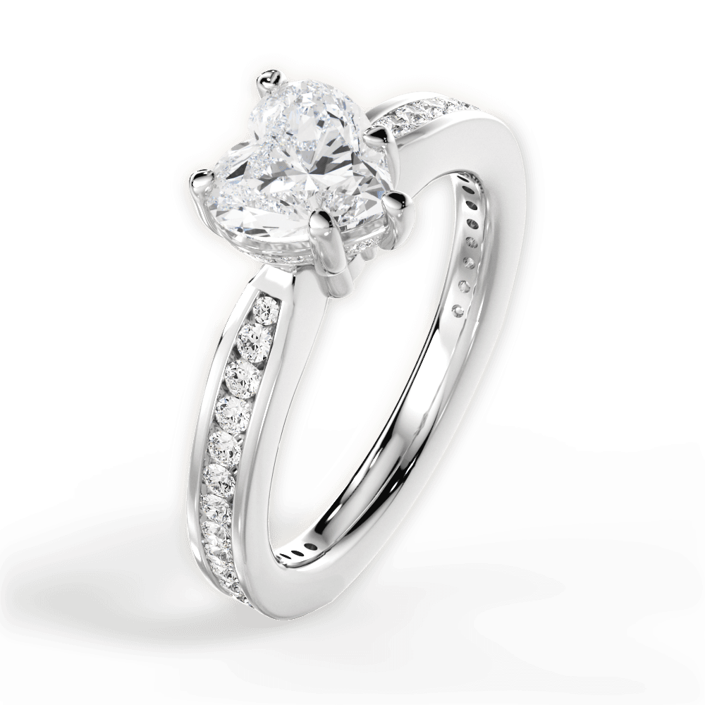 Katelyn Heart Cut Lab Grown Diamond 18Kt White Gold Engagement Ring - View 2