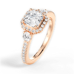 Julia Asscher Cut Lab Grown Diamond 18Kt Rose Gold Engagement Ring - View 3
