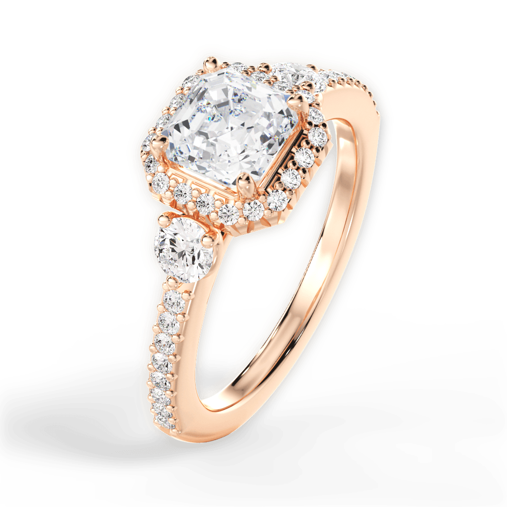 Julia Asscher Cut Lab Grown Diamond 18Kt Rose Gold Engagement Ring - View 3
