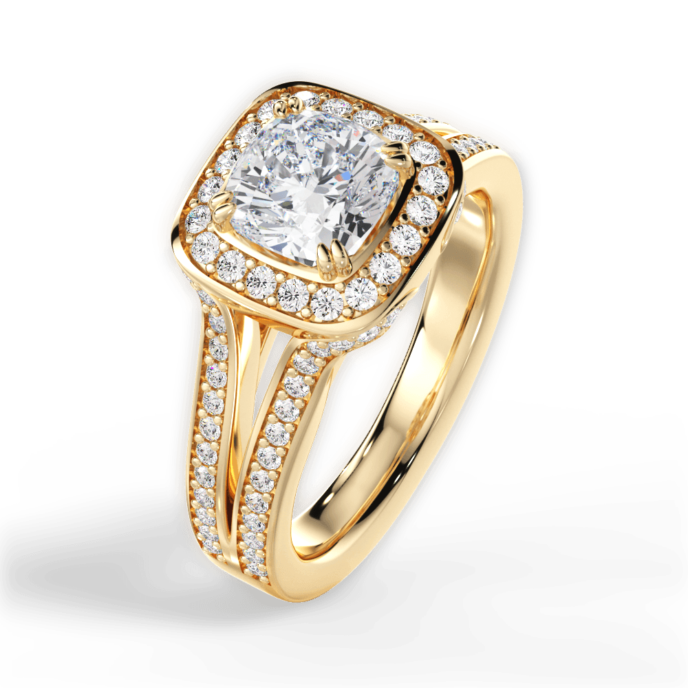 Mackenzie Cushion Cut Lab Grown Diamond 18Kt Yellow Gold Engagement Ring - View 4
