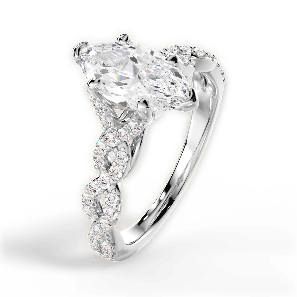 Justine Marquise Cut Lab Grown Diamond 14Kt White Gold Engagement Ring - View 3