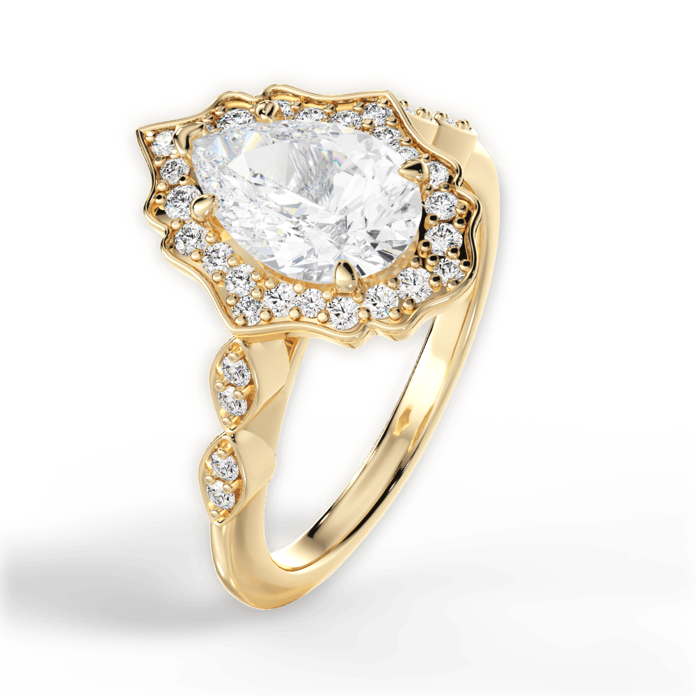 Julie Pear Cut Lab Grown Diamond 18Kt Yellow Gold Engagement Ring - View 2