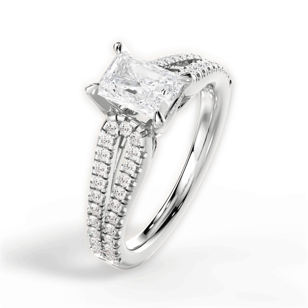 Jessica Radiant Cut Lab Grown Diamond Platinum Engagement Ring - View 2