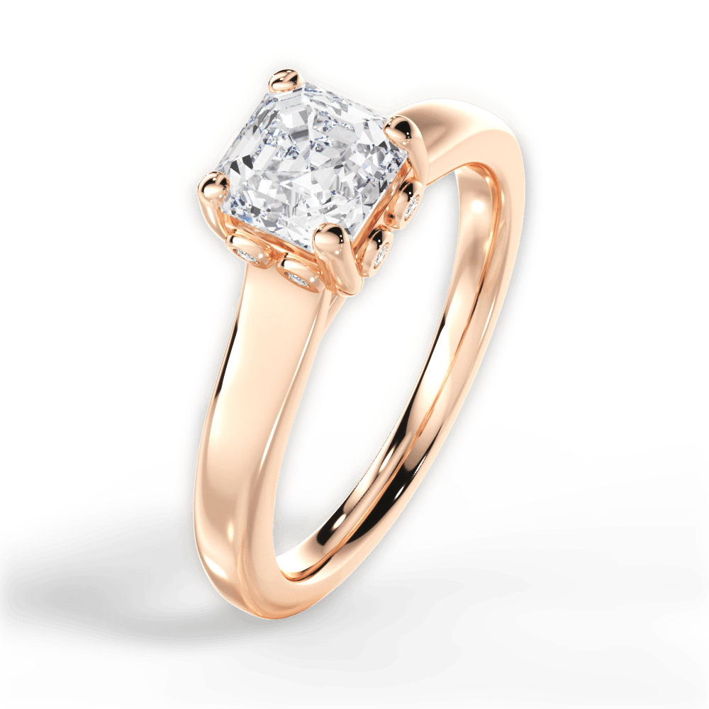 Carol Asscher Cut Lab Grown Diamond 18Kt Rose Gold Engagement Ring - View 2