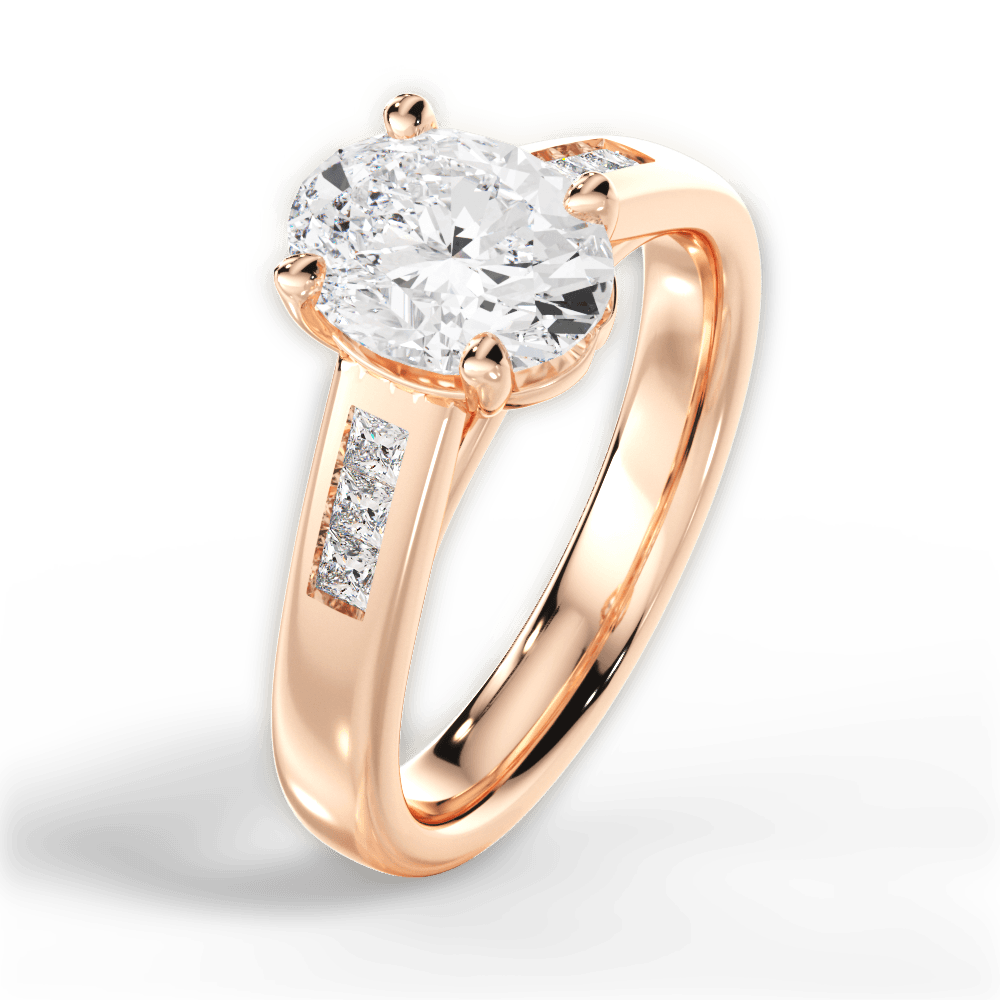 Brittany Oval Cut Lab Grown Diamond 18Kt Rose Gold Engagement Ring - View 2