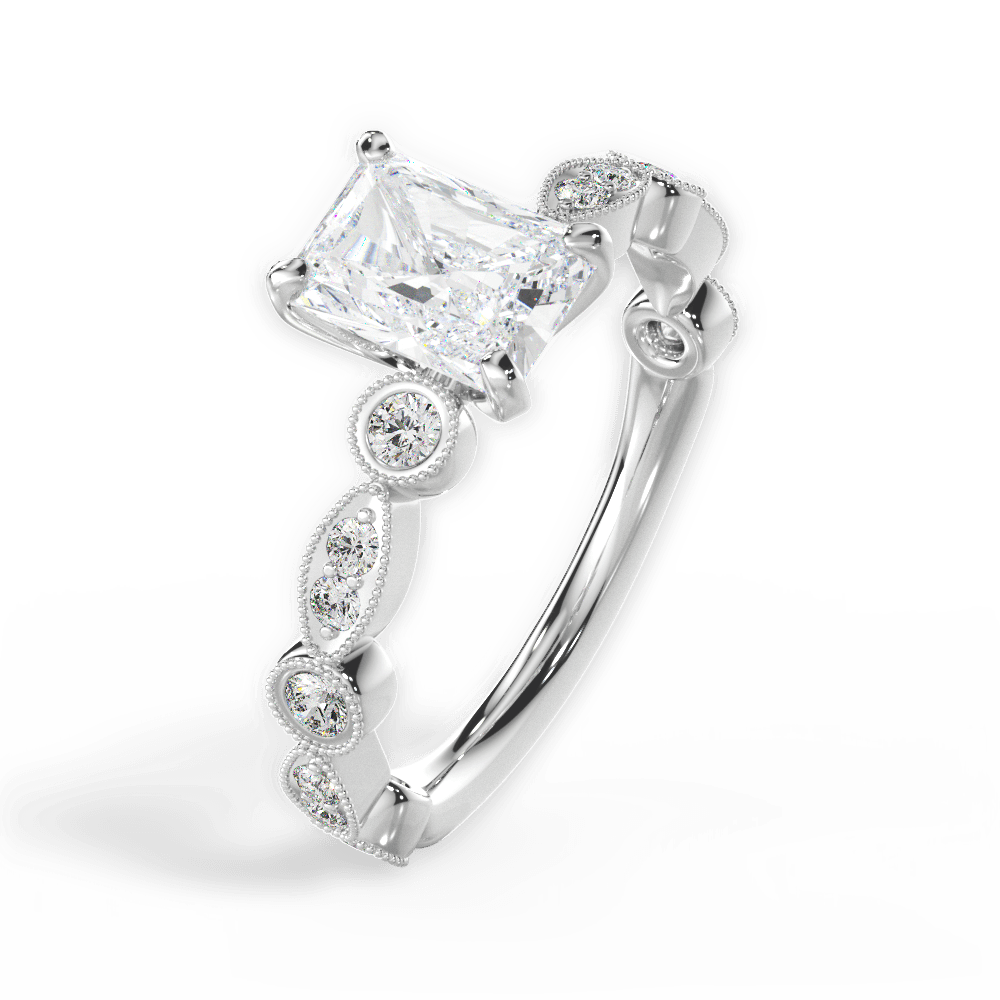 Edith Radiant Cut Lab Grown Diamond 14Kt White Gold Engagement Ring - View 2