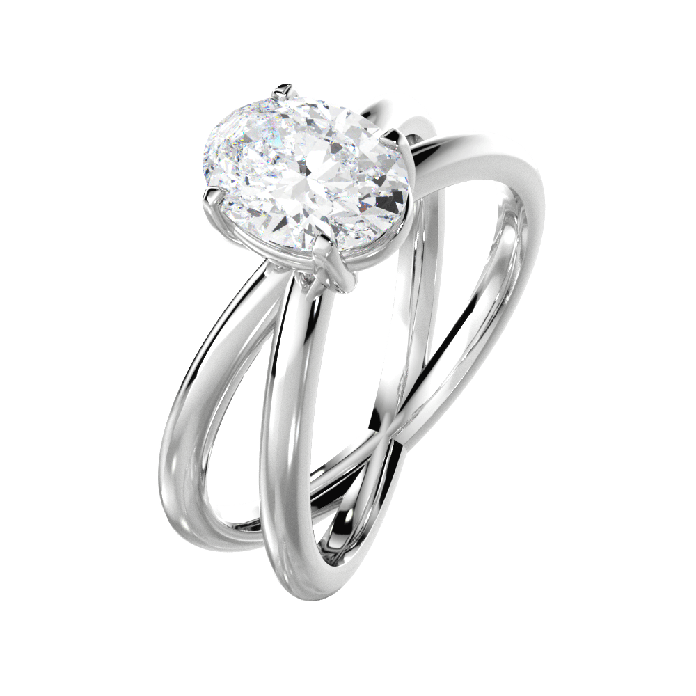 Ada Oval Cut Lab Grown Diamond Platinum Engagement Ring - View 4