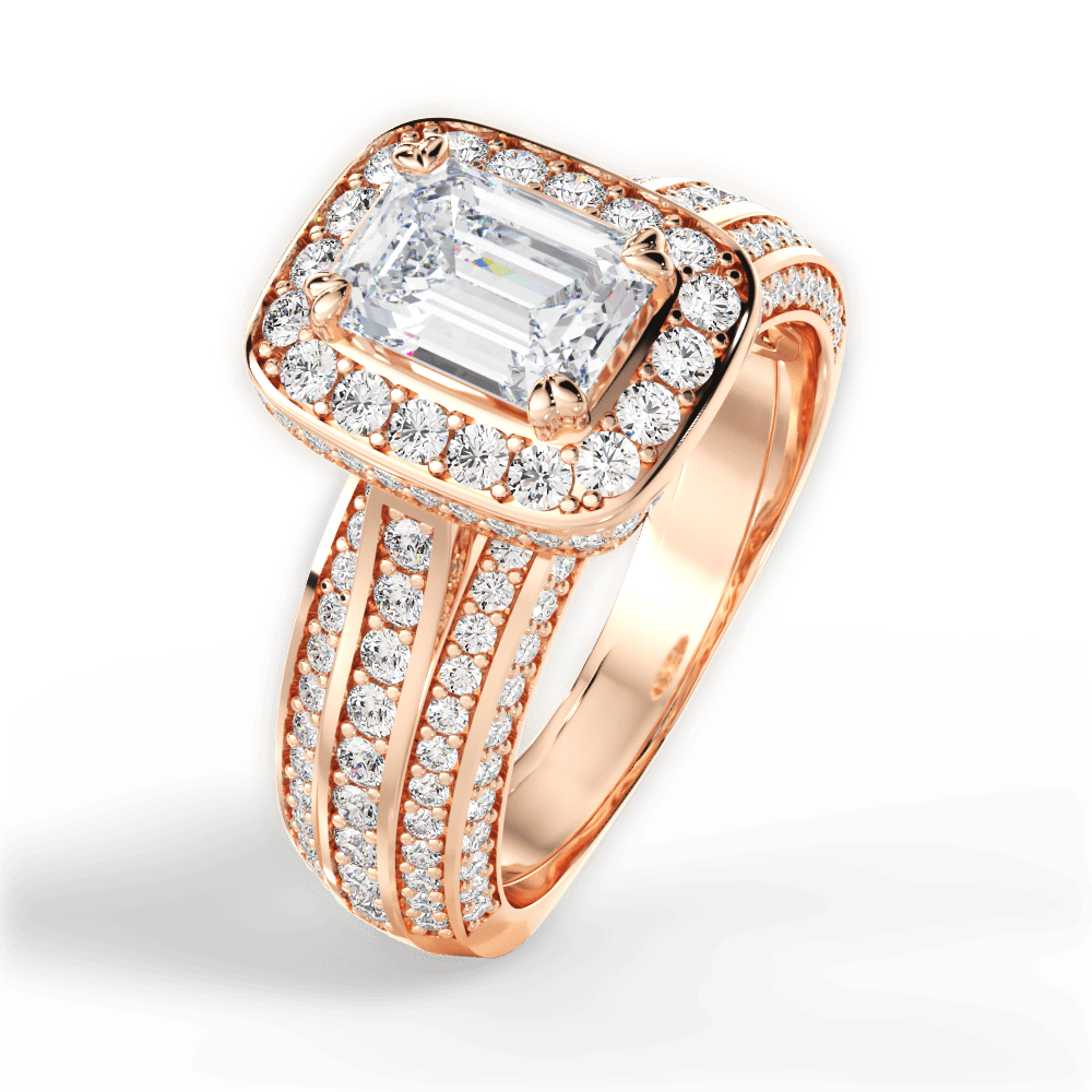 Madison Emerald Cut Lab Grown Diamond 18Kt Rose Gold Engagement Ring - View 3
