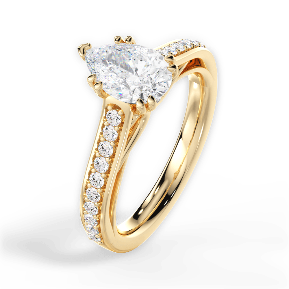 Deborah Pear Cut Lab Grown Diamond 18Kt Yellow Gold Engagement Ring - View 3