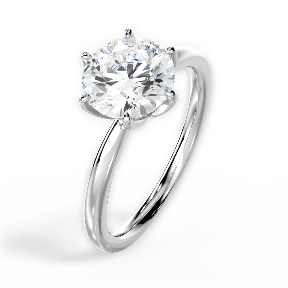 Angelica Round Cut Lab Grown Diamond 14Kt White Gold Engagement Ring - View 3