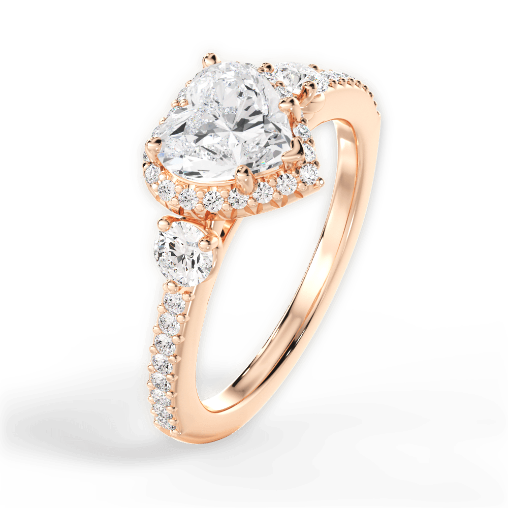 Julia Heart Cut Lab Grown Diamond 18Kt Rose Gold Engagement Ring - View 4