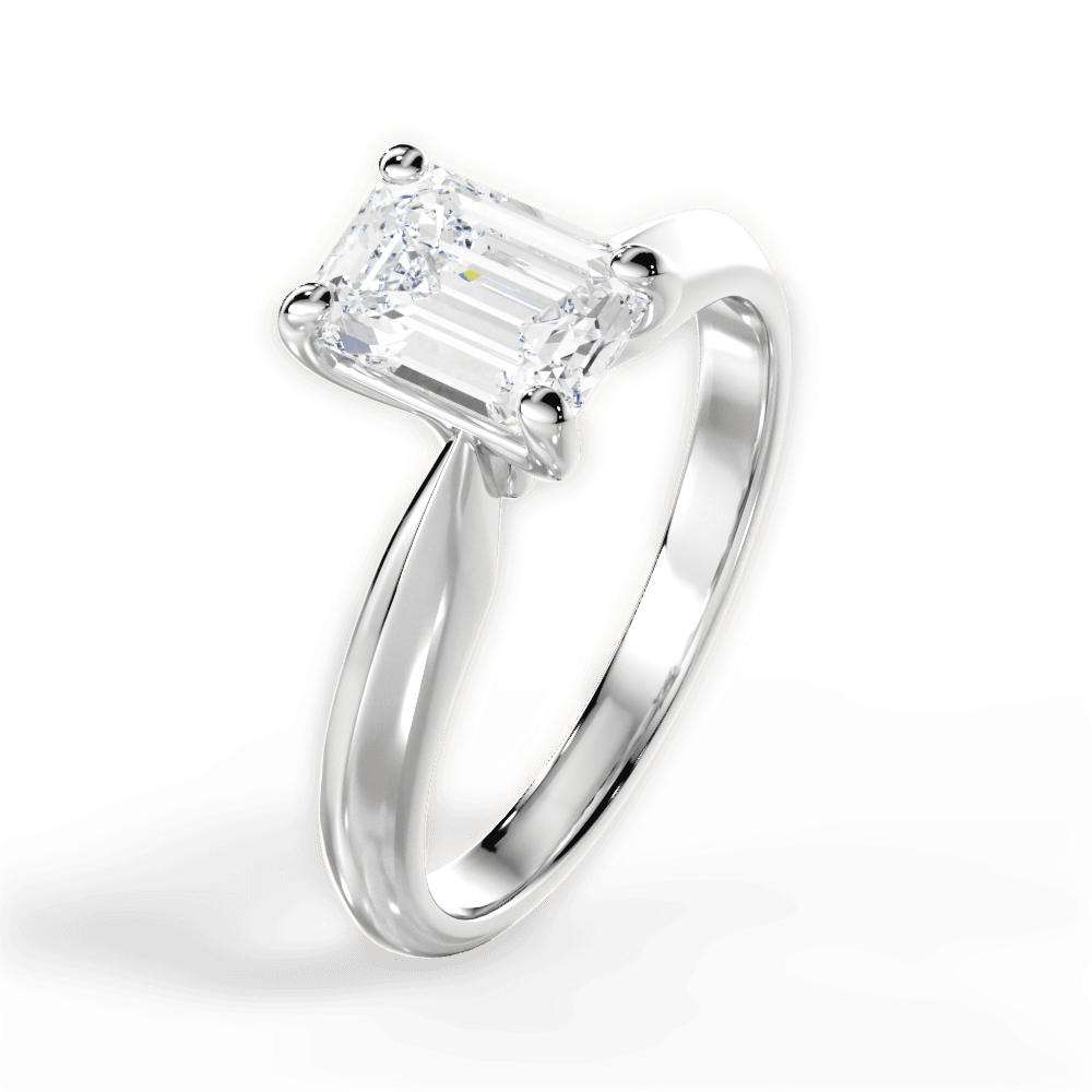 Aria Emerald Cut Lab Grown Diamond 18Kt White Gold Engagement Ring - View 3